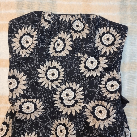 White House Black Market Strapless Black/Ivory Floral Dress Size 4 - Picture 3 of 10